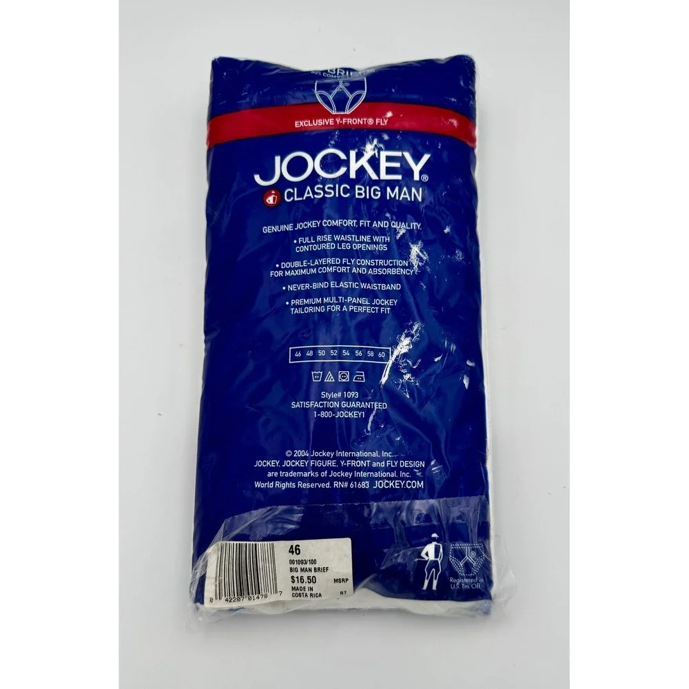 Vintage Jockey Classic Big Man Briefs 2-Pack White Size 46 New Sealed NOS 2004